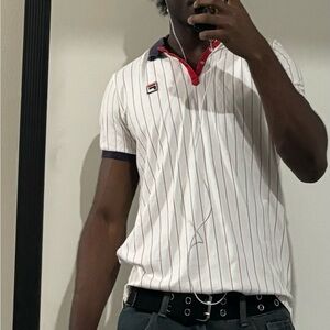 Fila White and Red Polo Shirt Classic Style
